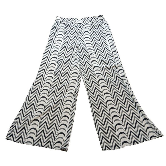 ARK & Co  Women’s Palazzo Pants Black & Stone 100% Polyester Size Large - Picture 1 of 12